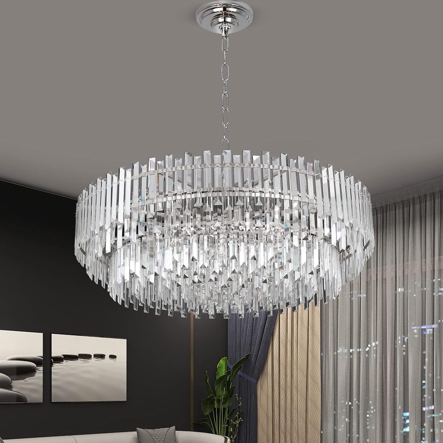 MEEROSEE Crystal Chandeliers Modern Chandelier for Dining Living Room Bedroom Entryway Ceiling Hanging Pendant Light MD6068A