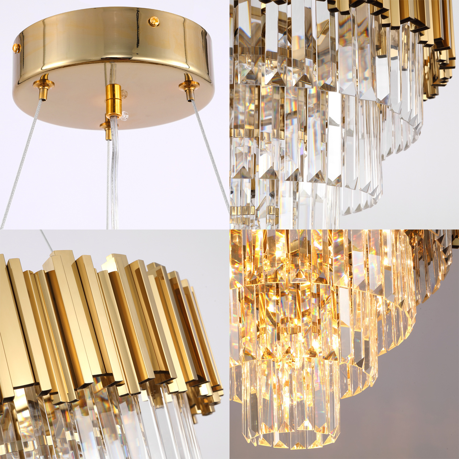 MEEROSEE Luxury Crystal Chandelier Gold Chandeliers Modern Contemporary Living Dining Room Hanging Ceiling Light Fixture MD85599