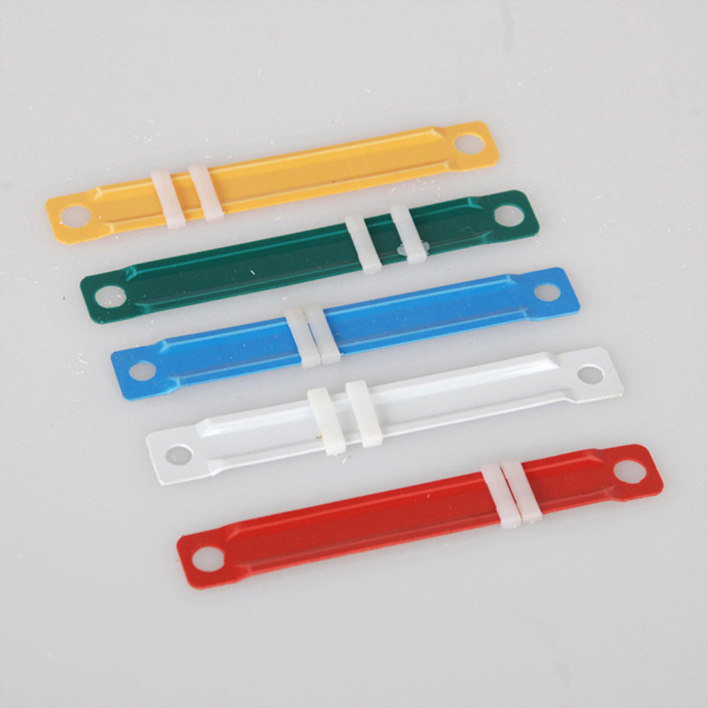 1set/50pcs Metal File Fastener 8cm Binder Clip Paper Fasteners 5 Colors Loose-Leaf Binding Clamp 2-Hole Plastic Paper Fastener