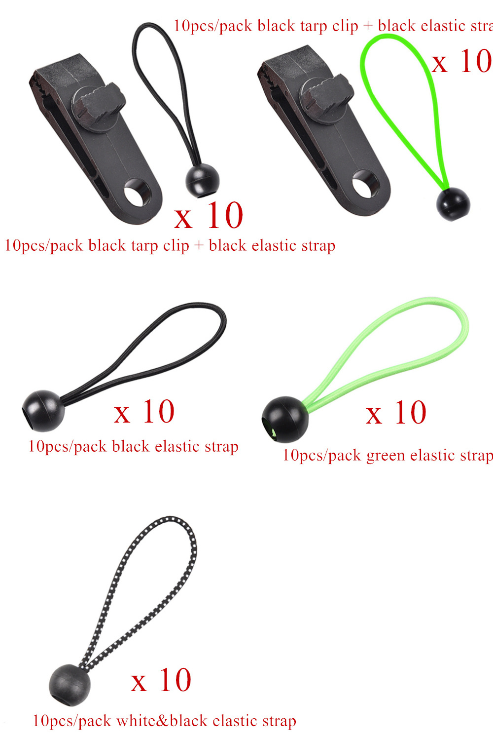 Tarp Clips Clamp Awning Car Boat Cover Tent Camping Lock Grip Tarp Clips Tent Tie Down Clamp with Elastic Strap Rope