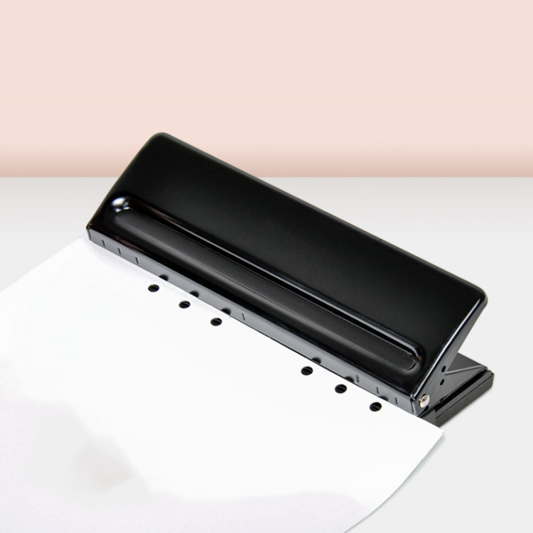 Adjustable 6 Hole Punch with Positioning Mark Daily Paper Puncher for A4 A5 A6 B7 Six Ring Binder Planners Refill Pages Punch