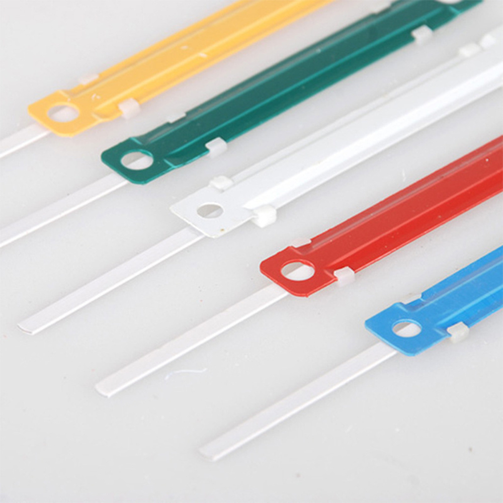 1set/50pcs Metal File Fastener 8cm Binder Clip Paper Fasteners 5 Colors Loose-Leaf Binding Clamp 2-Hole Plastic Paper Fastener