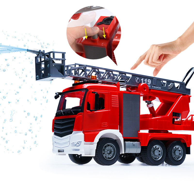 Double E  E227-002 1:20 Remote Control Car Children Learning Toy Fire Rescue Truck Spray Water Kid Fire Engine Truck Toy