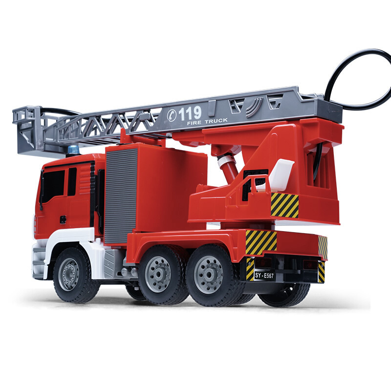 Double E  E227-002 1:20 Remote Control Car Children Learning Toy Fire Rescue Truck Spray Water Kid Fire Engine Truck Toy