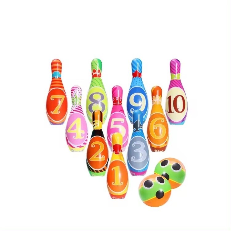 Wholesale Soft Stuffed Eva PU Foam 6/10pcs Mini Bowling Pins & 2 Ninja Bowling Balls Fitness Exercise Toys for Kids Adults