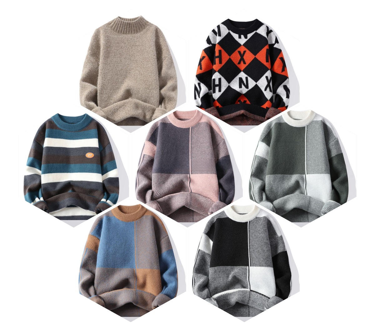 New Men's Sweaters Manufacturer Heavy Knitted Jacquard Sweaters Cheap Wholesale of Men's Sweaters