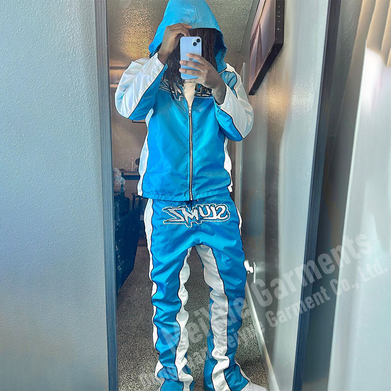 New Casual Reflective Men's Tracksuit Lightweight Nylon Sweat Suit with Zip Up Jacket and Pants Windcheater Windbreaker Jacket