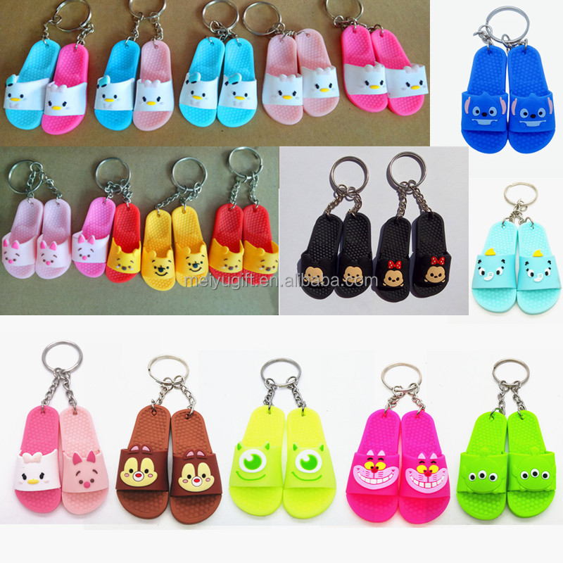 Mini 3D Sneaker Slipper keychain  San-rio Disnep shoes Winnied big ear dog frog slip train keychain