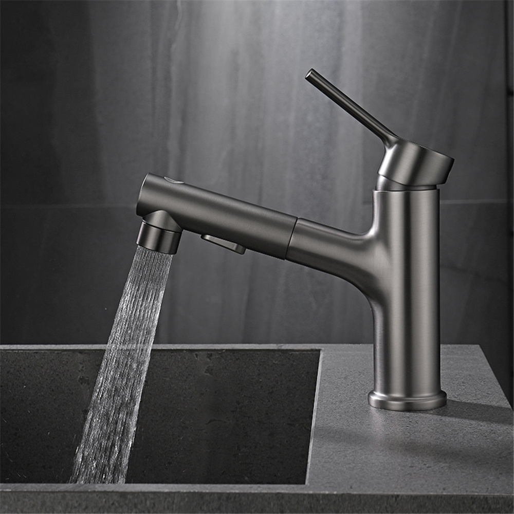 Modern Brass 3 Way Water Faucet Cold Water Mixer Tap Bathroom Face Wash Sink Basin Faucet in Matt Grey color