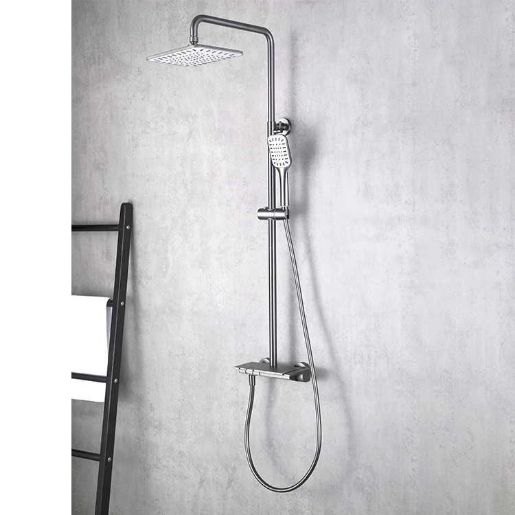 New Design Luxury Hotel Wall Mounted Thermostatic Rainfall Shower Head Faucet Set Washroom Bathroom Bath Complete Shower Set