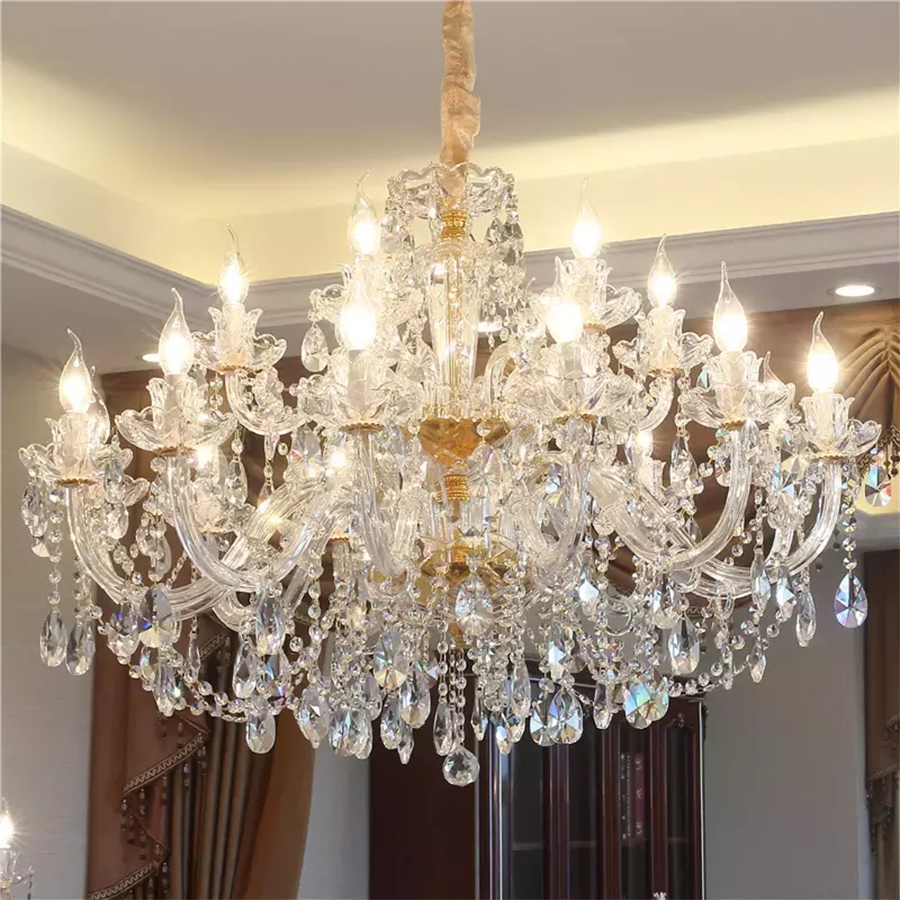 Luxury Glass K9 Crystal Chandelier Hanging Chandeliers Pendant Lights for Interior Living Room Bedroom