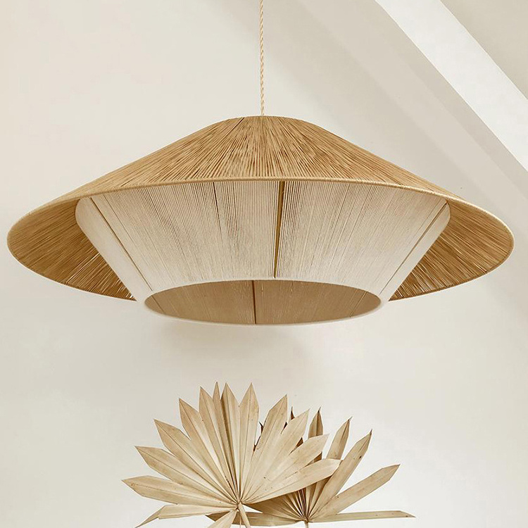 Indoor Decorative Hanging Dome Shade Ceiling Light Wick Bamboo Basket Pendant Light