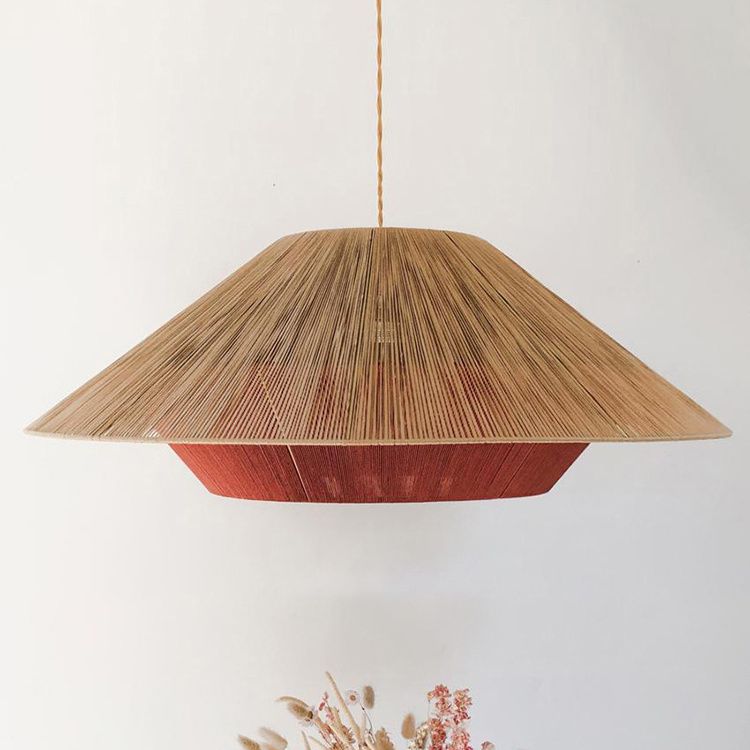 Indoor Decorative Hanging Dome Shade Ceiling Light Wick Bamboo Basket Pendant Light