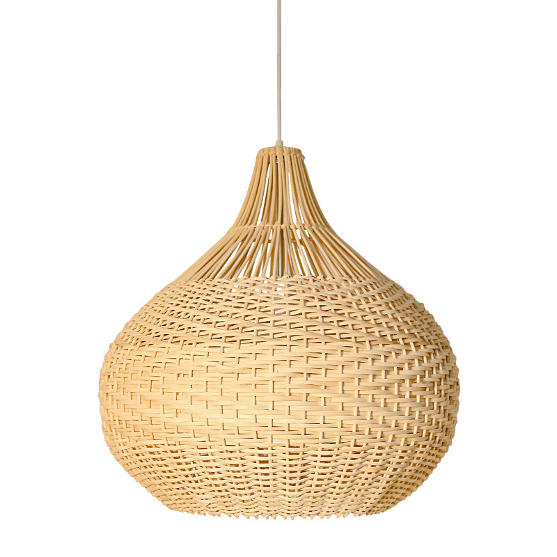 Wholesale Woven Basket Shade Bamboo Lamp Pendant Light Fixtures Ceiling Hanging with Adjustable Cord Chandelier