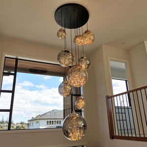 MEIYUN Globe Star Coloured Glass High Ceiling Pendant Light Modern for Staircase