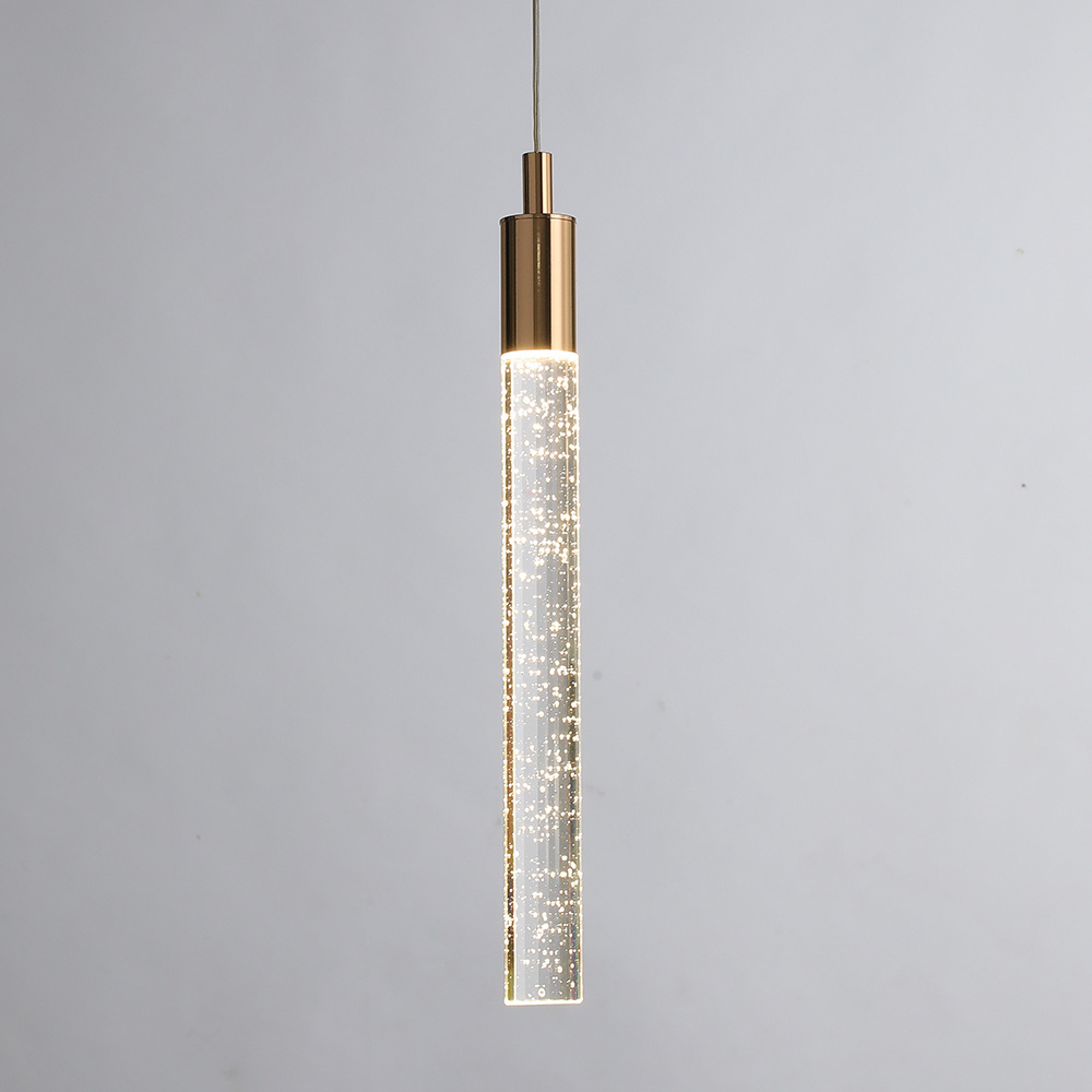 Minimalist Luxury Style Single Hanging Cylinder Shade Bedside Drop Light Crystal Pendant Light Modern