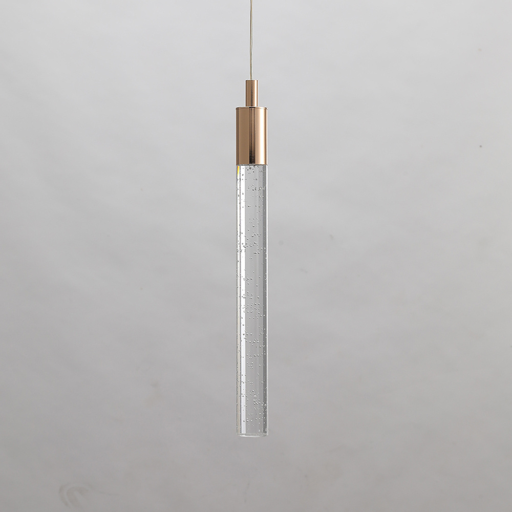 Minimalist Luxury Style Single Hanging Cylinder Shade Bedside Drop Light Crystal Pendant Light Modern