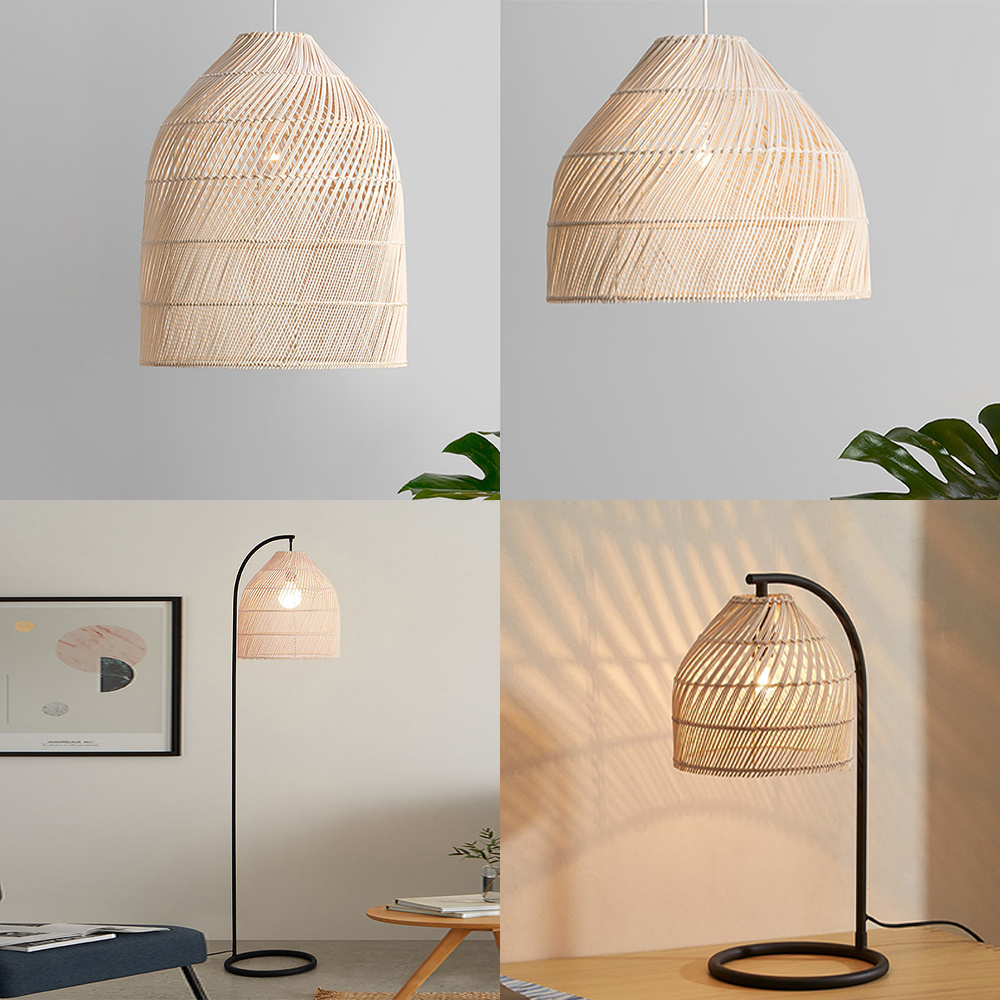 Farmhouse Design Teahouse Home Decor Rattan Lighting Wooden Pendant Lamp Natural Handmade for Restaurant