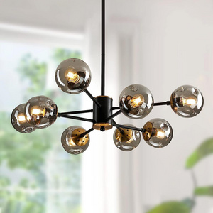 Modern Sputnik Chandelier Mid Century Large Rustic Flush Mount Ceiling Height Adjustable Vintage Hanging Pendant Light Fixture