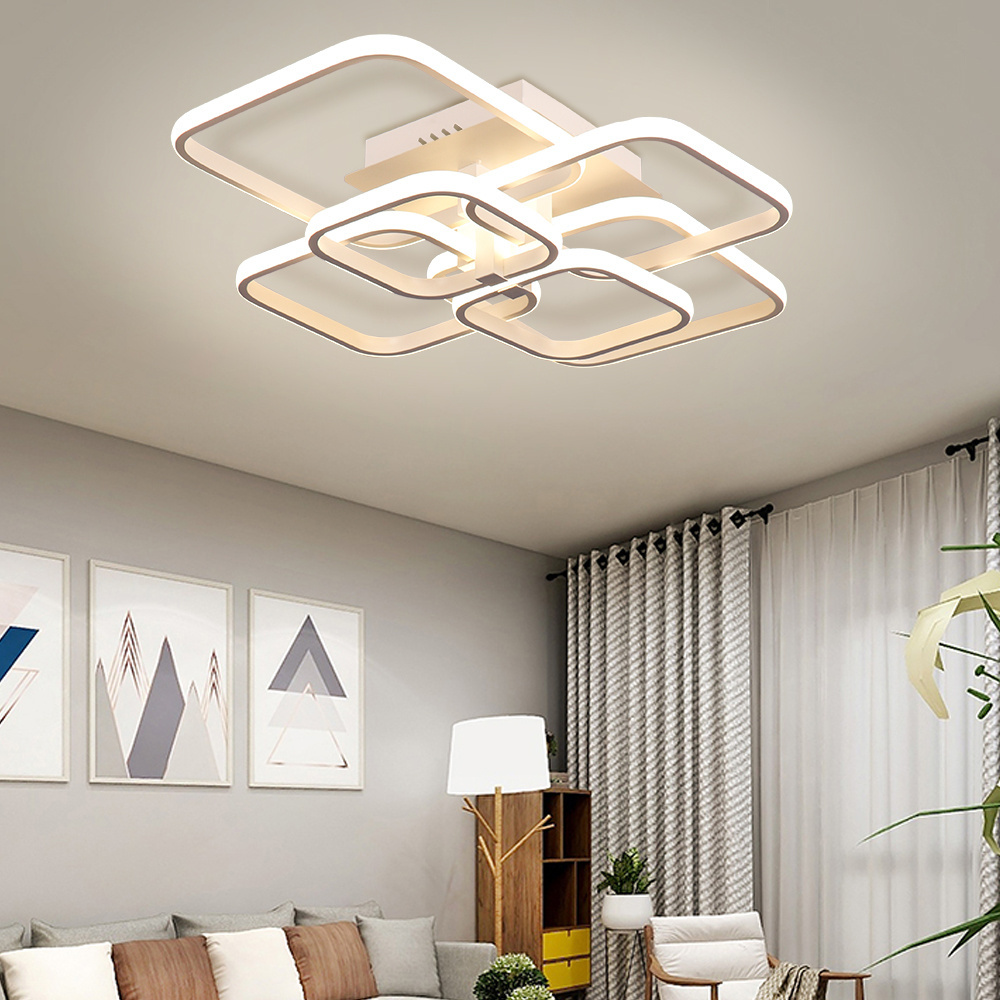 Modern Nordic Square Aluminum White LED Ceiling Light Fixtures for Bedroom