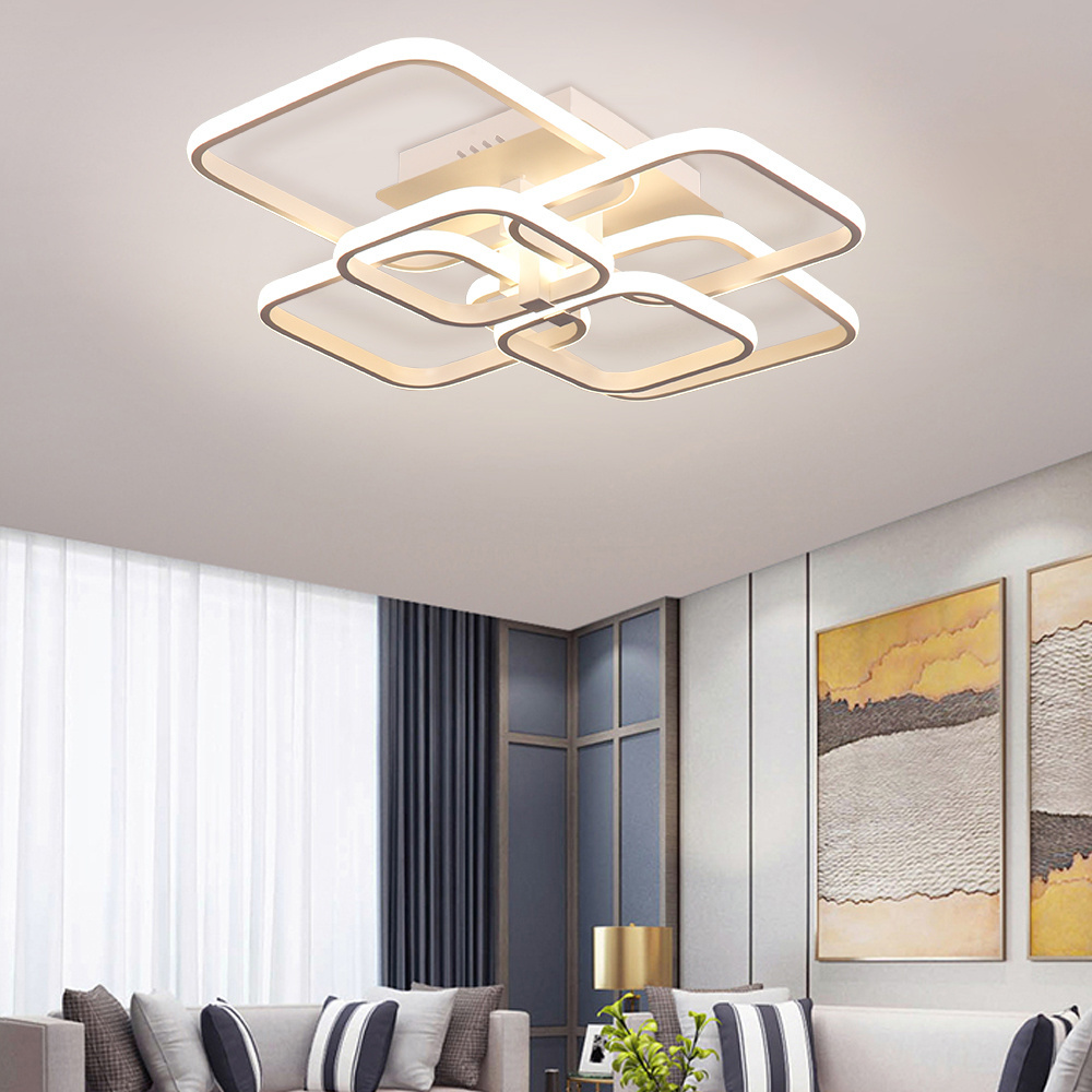 Modern Nordic Square Aluminum White LED Ceiling Light Fixtures for Bedroom