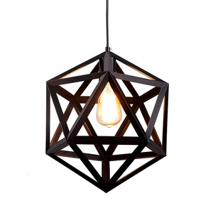 rustic retro iron dining geometric polygon loft pendant light