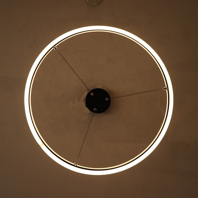 Contemporary decorative aluminum art deco black circle LED acrylic hanging pendant light