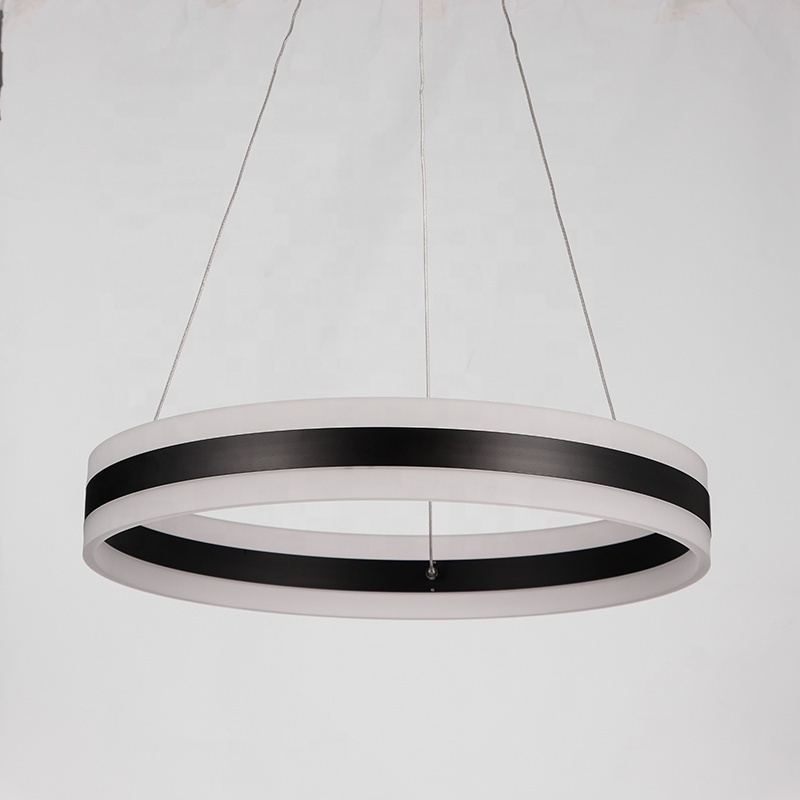 Contemporary decorative aluminum art deco black circle LED acrylic hanging pendant light