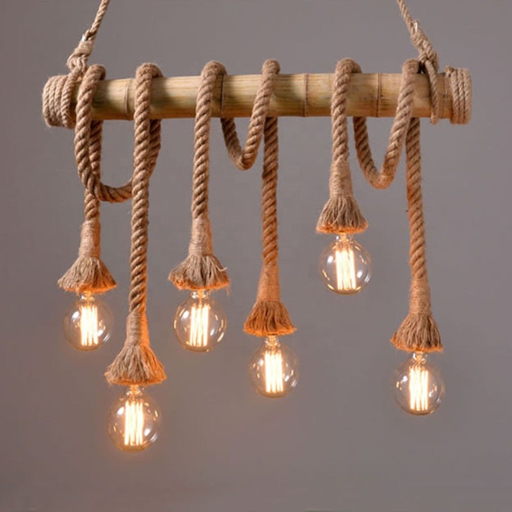 Retro Creative Led Hemp Rope Pendant Lamp Loft Industrial Kitchen Lighting Fixture