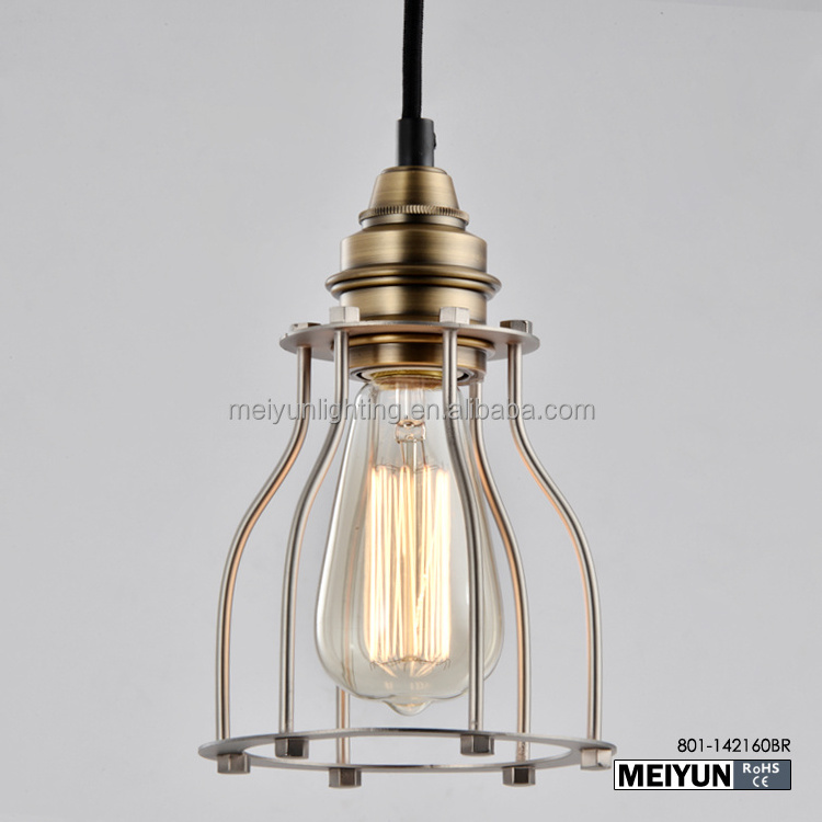 filament pendant aged steel antique brass bird cage pendant light