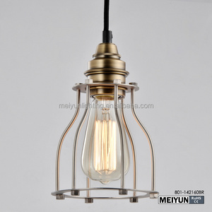 filament pendant aged steel antique brass bird cage pendant light