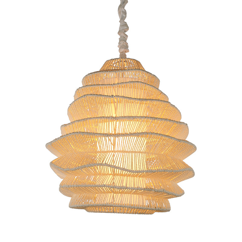 Sale Modern Farmhouse Basket Bamboo Pendant Light Art Natural Rattan Chandelier