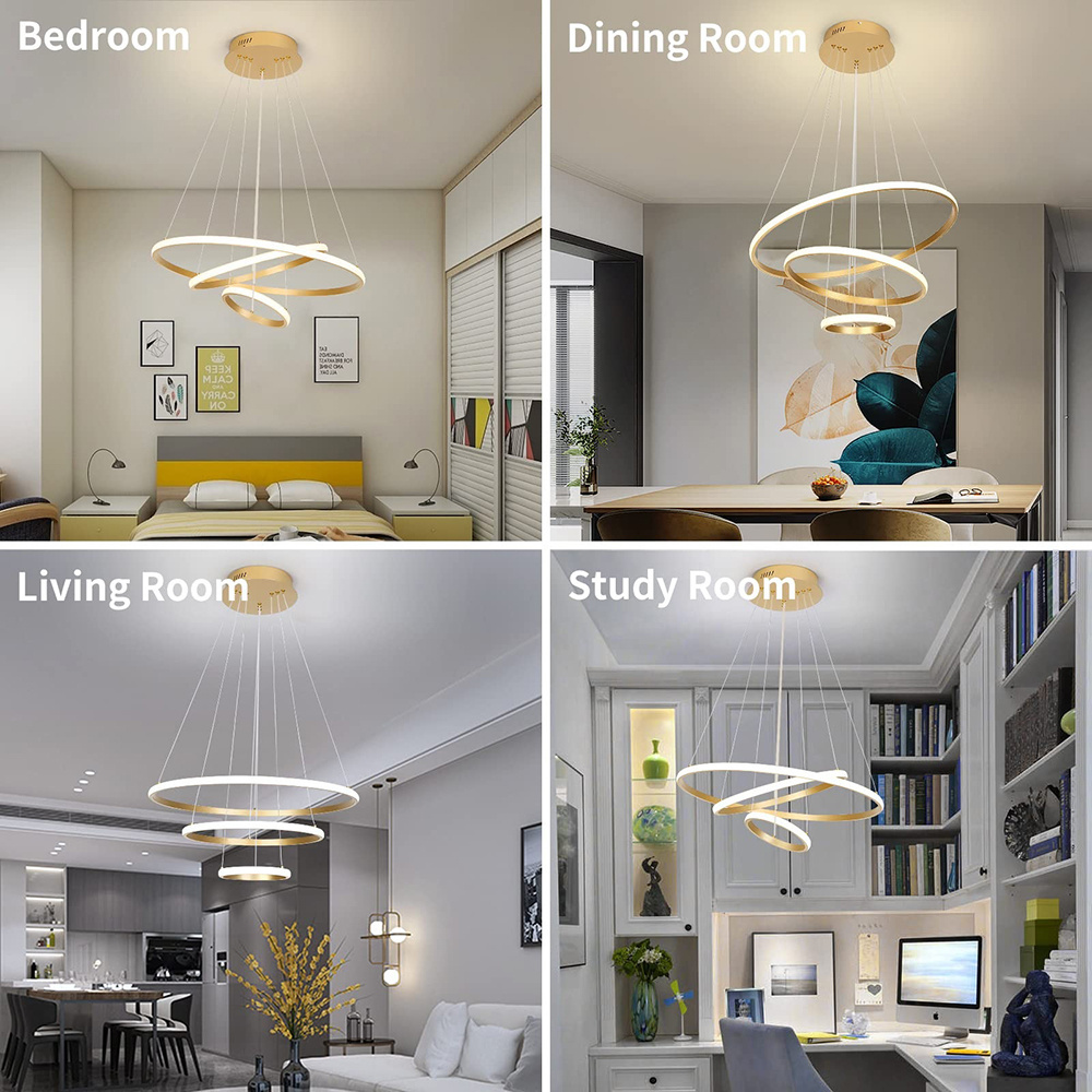 Contemporary minimalist hanging decorative ceiling pendant lights nordic modern design circle ring led chandeliers