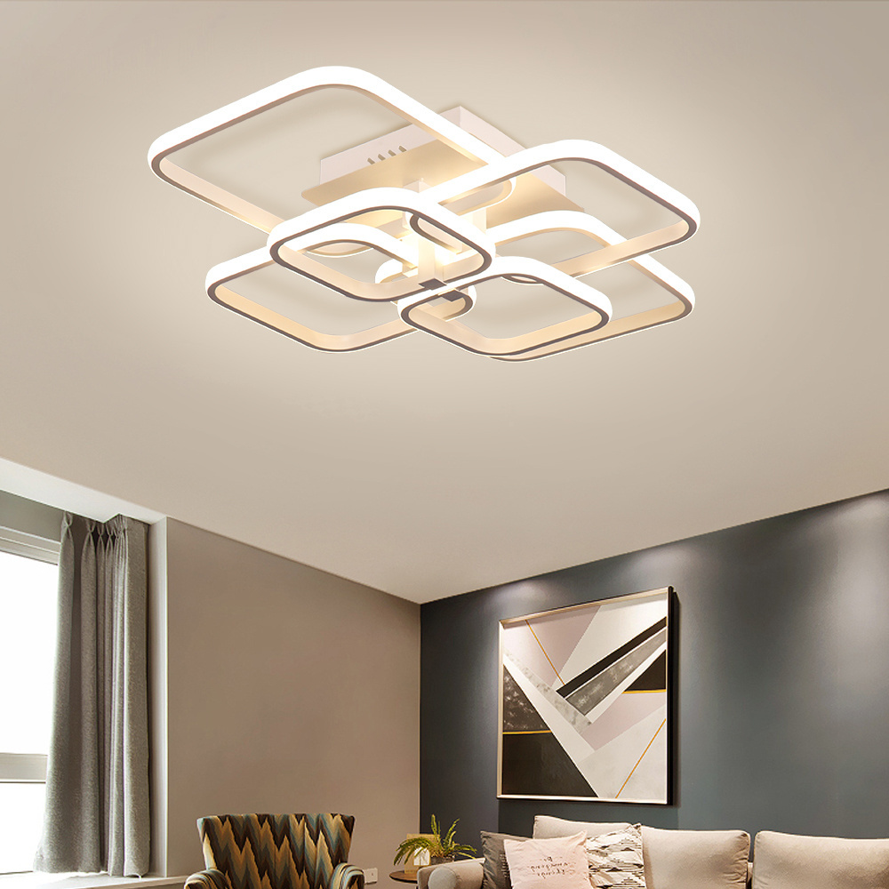 Modern Nordic Square Aluminum White LED Ceiling Light Fixtures for Bedroom