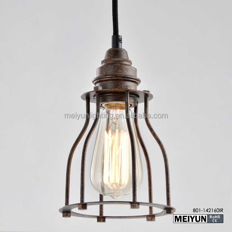 filament pendant aged steel antique brass bird cage pendant light