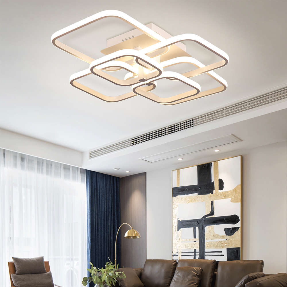 Modern Nordic Square Aluminum White LED Ceiling Light Fixtures for Bedroom