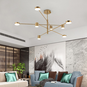 Gold LED Sputnik Chandeliers Modern Design Gold Metal LED Branches Pendant Lighting for Dining Room Living Room