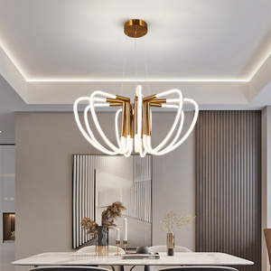 Luxury Modern Style Custom Hotel Iron Pendant Light Indoor Entry Day Light 9 Ring Chandelier