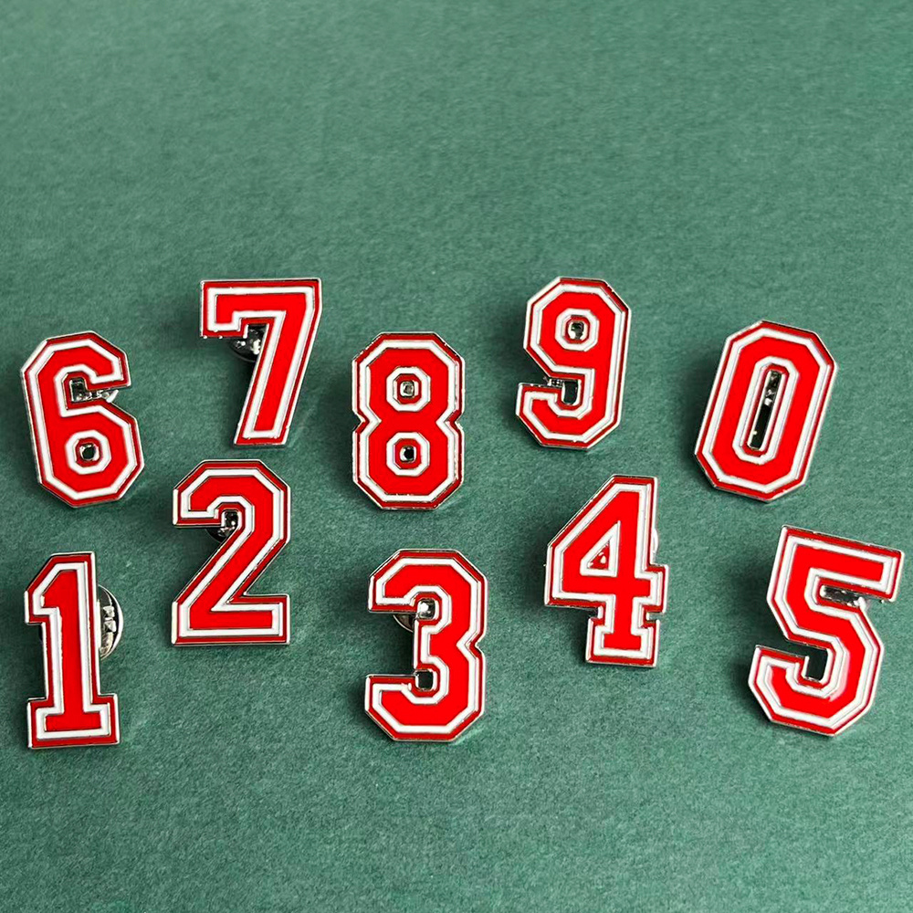 Greek Sorority Delta Sigma DST Line Numbers Brooch Pin Red and White Number Badge Lapel Pins