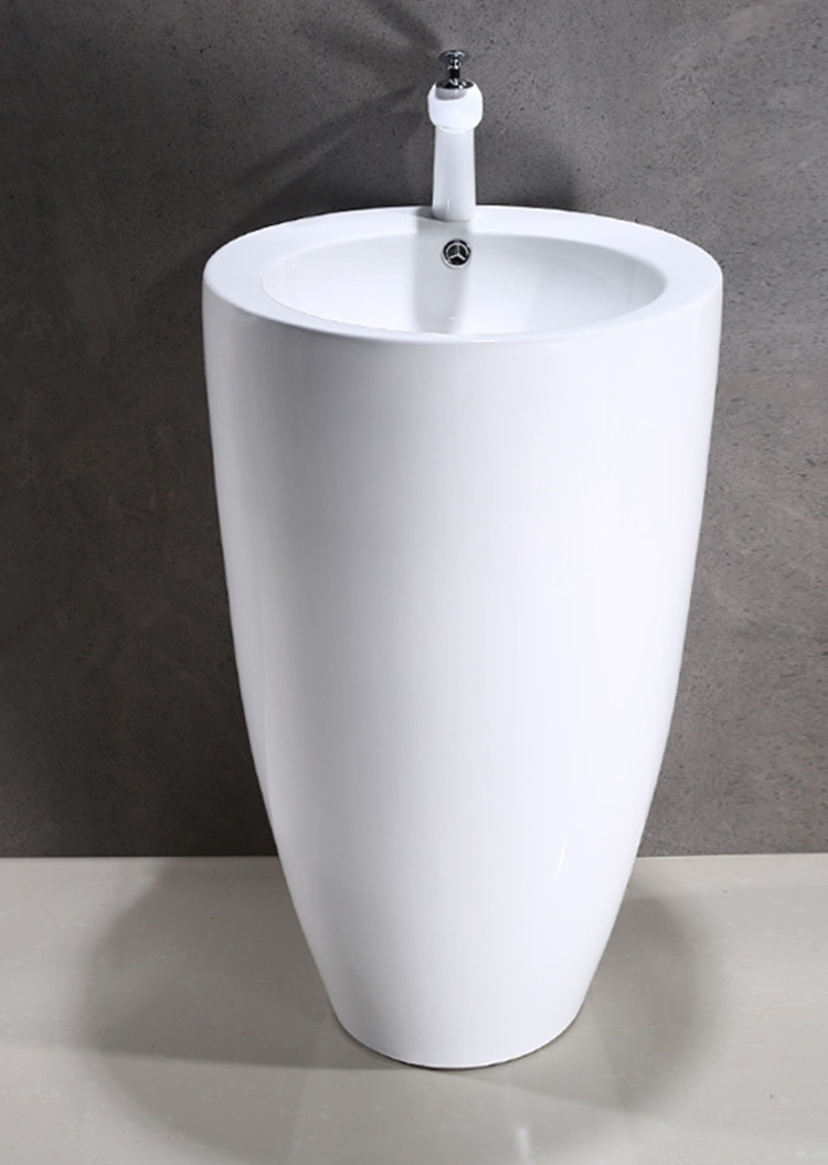 Bathroom unique ceramic pedestal sink round circular wash basin