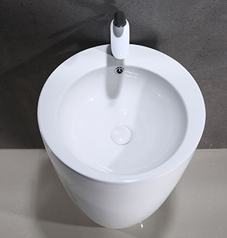 Bathroom unique ceramic pedestal sink round circular wash basin