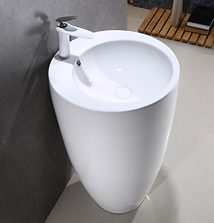 Bathroom unique ceramic pedestal sink round circular wash basin