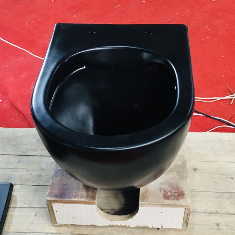 European standard ceramic matte black wall hung toilet