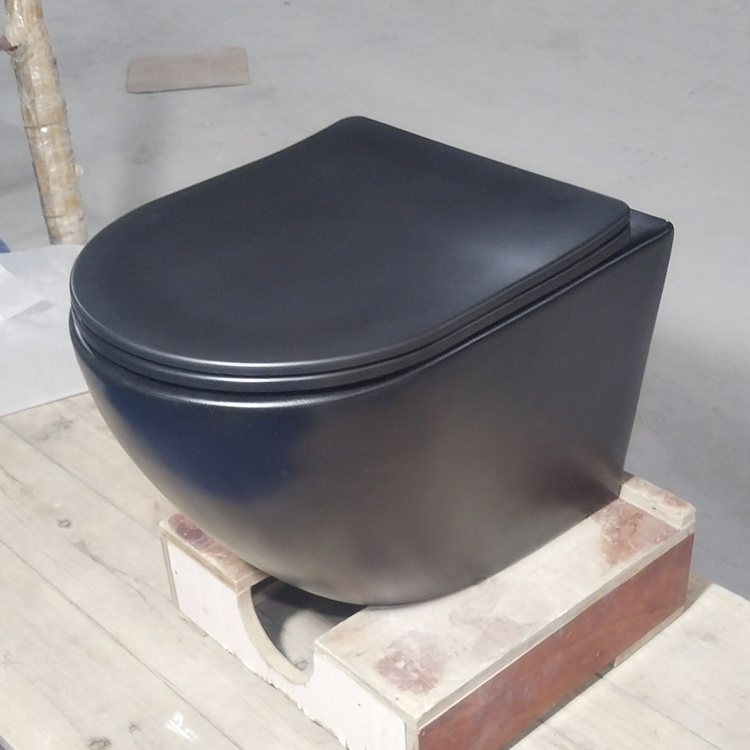 European standard ceramic matte black wall hung toilet