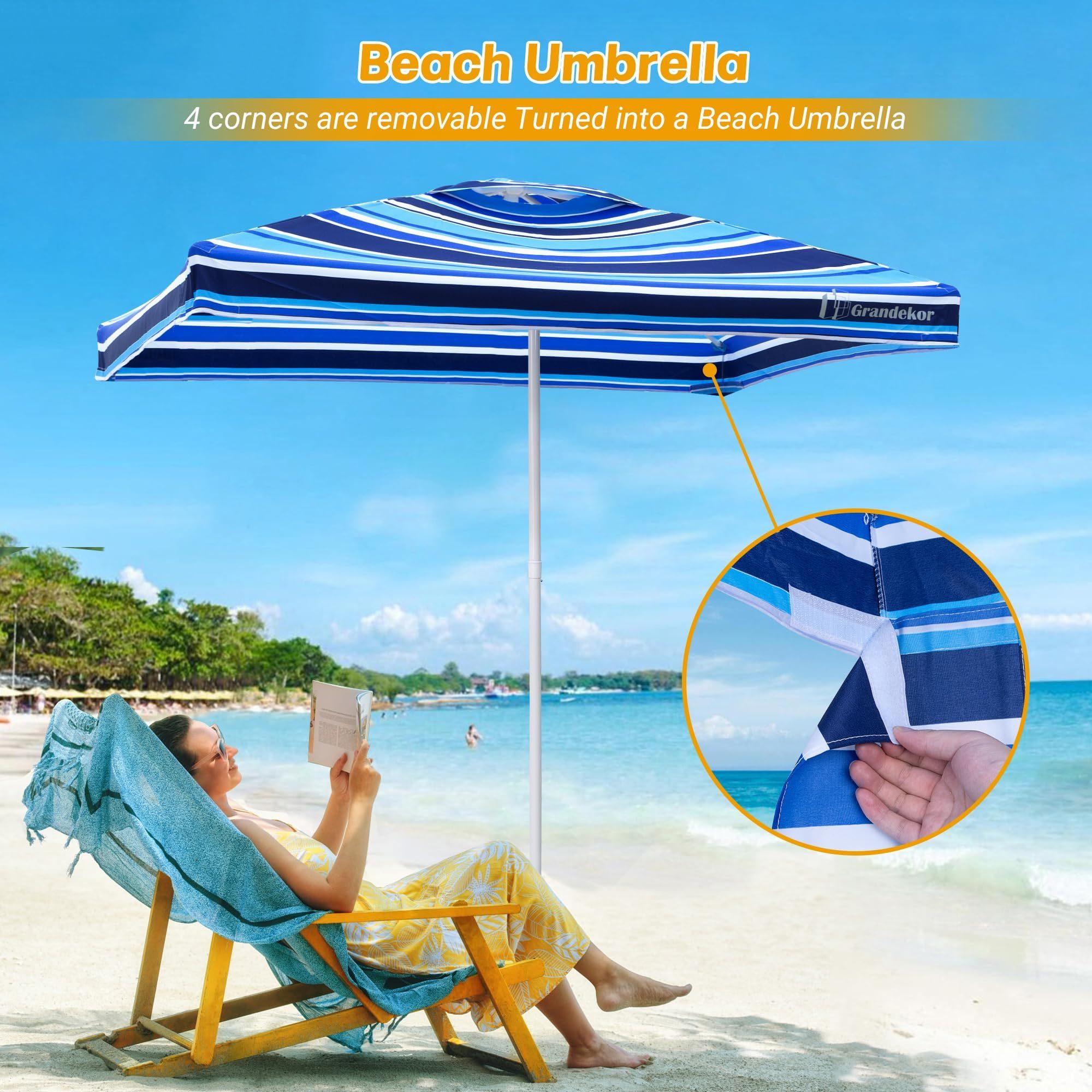 Wholesale Portable Square Shape Sunproof Waterproof Four Corner Tent Umbrella Outdoor Cool Beach Umbrella Cabana