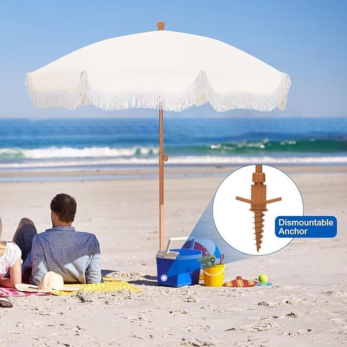 Beach Umbrella for Sand  Best Beach Umbrella Windproof with Sand Anchor Portable Sport Umbrella