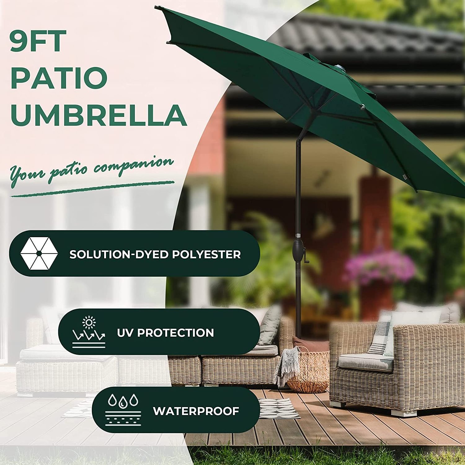 High Quality Wholesale Garden Big Umbrella Aluminum Pole Tilt Button Table Umbrella Outdoor 9FT Patio Umbrella With Crank