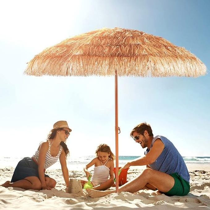 10FT Large Size Umbrella Beach Tiki Sun Shade Umbrella Waterproof Hawaiian  Straw Hula Beach Umbrella Patio Used Straw PP Materi