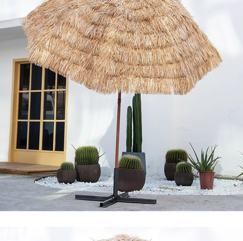 waterproof fabricated maldives mexican palm leaf straw umbrella thatch roofing umbrella