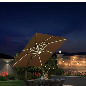 Outdoor Patio Umbrella Offset Big Square Cantilever Umbrella 3m With LED Light For Garden Bench